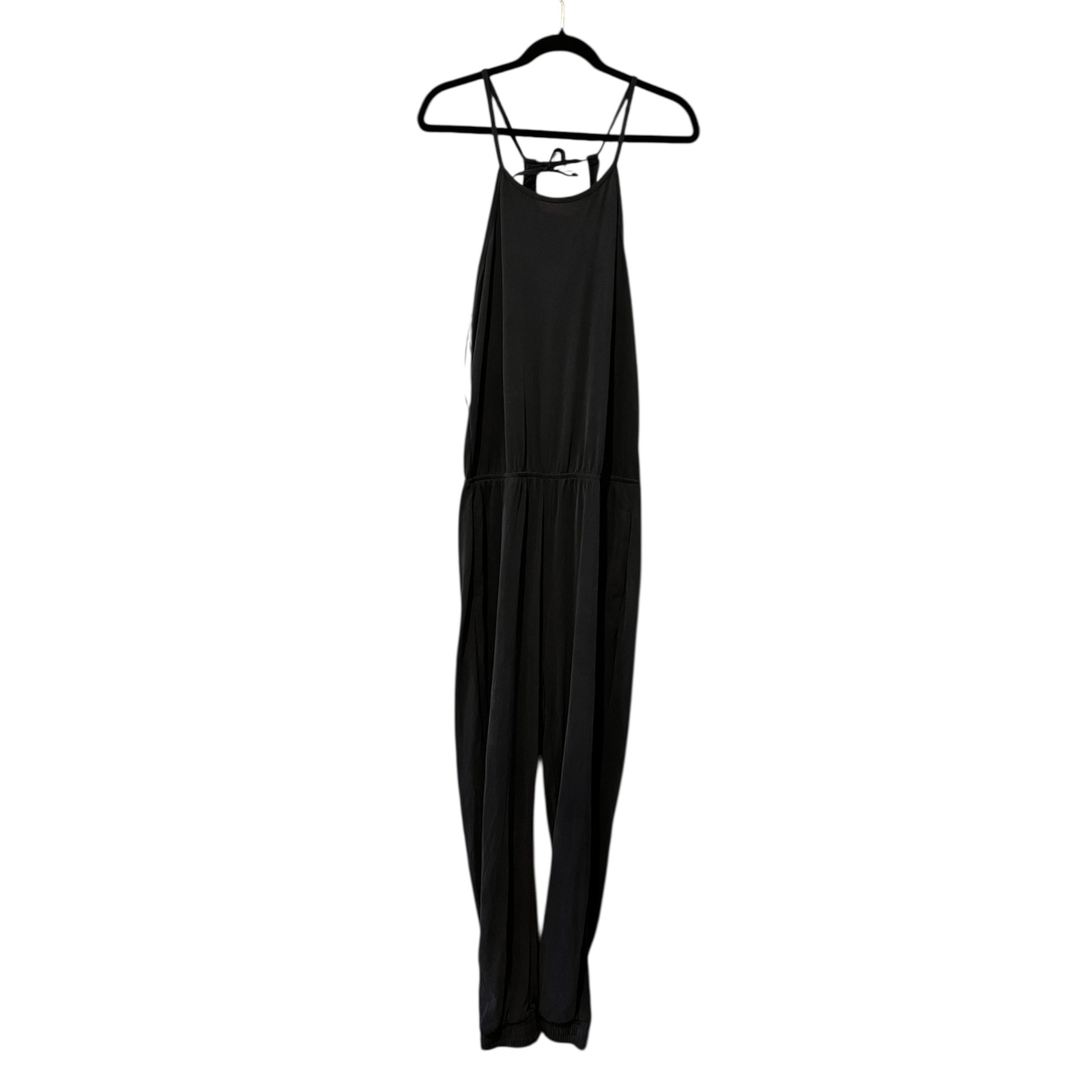 Sweaty Betty Jumpsuit Medium Black Tank Strap Open Tie Back Tapered Leg